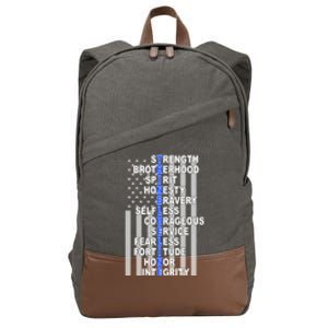 Thin Blue Line Blue Lives Us Flag Cotton Canvas Backpack