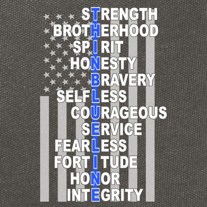 Thin Blue Line Blue Lives Us Flag Cotton Canvas Backpack