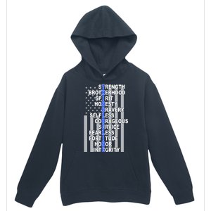 Thin Blue Line Blue Lives Us Flag Urban Pullover Hoodie