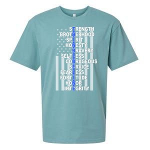 Thin Blue Line Blue Lives Us Flag Sueded Cloud Jersey T-Shirt