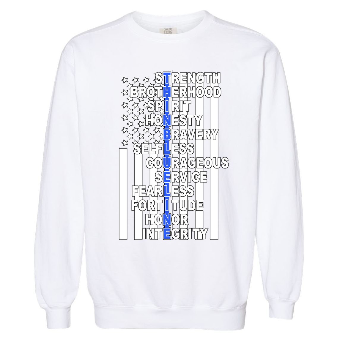Thin Blue Line Blue Lives Us Flag Garment-Dyed Sweatshirt