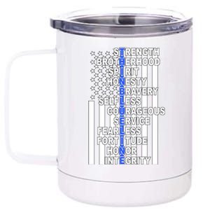 Thin Blue Line Blue Lives Us Flag 12 oz Stainless Steel Tumbler Cup