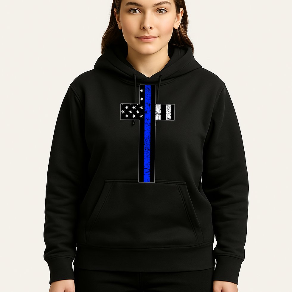 Thin Blue Line Cross Police Hoodie