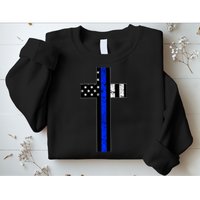 Thin Blue Line Cross Police Sweatshirt