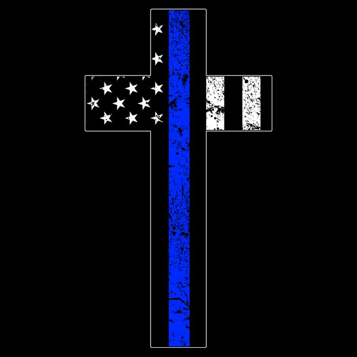 Thin Blue Line Cross Police 7-Panel Snapback Hat