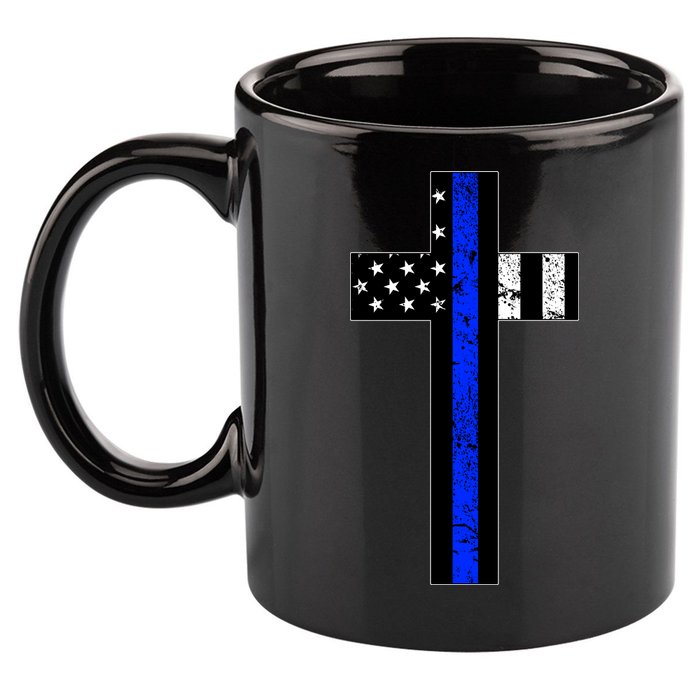 Thin Blue Line Cross Police 11oz C Handle Ceramic Mug