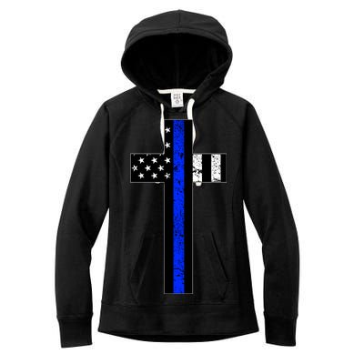 Thin Blue Line Cross Police Women's Fleece Hoodie