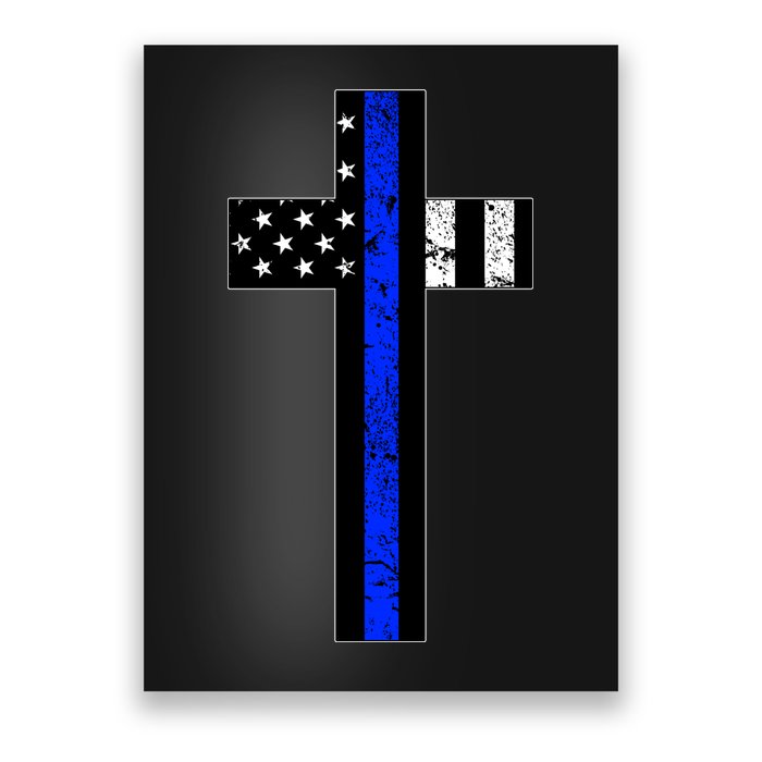 Thin Blue Line Cross Police Poster