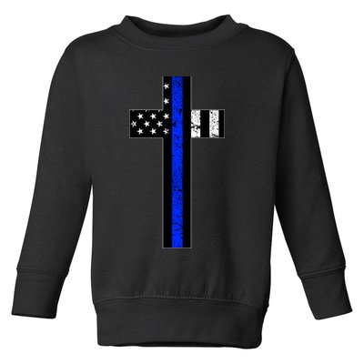 Thin Blue Line Cross Police Toddler Sweatshirt