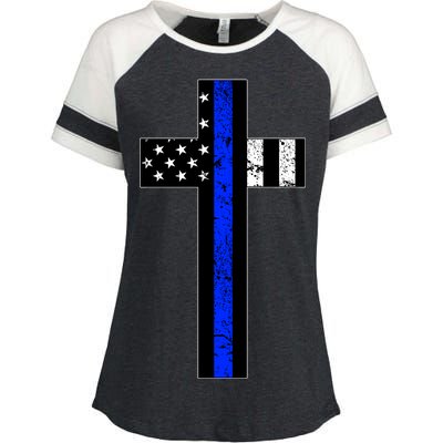 Thin Blue Line Cross Police Enza Ladies Jersey Colorblock Tee