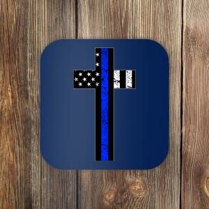 Thin Blue Line Cross Police Coaster