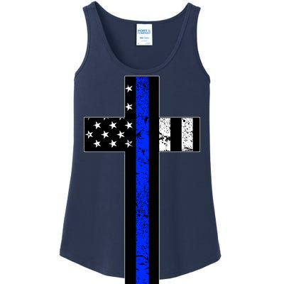 Thin Blue Line Cross Police Ladies Essential Tank