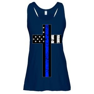 Thin Blue Line Cross Police Ladies Essential Flowy Tank