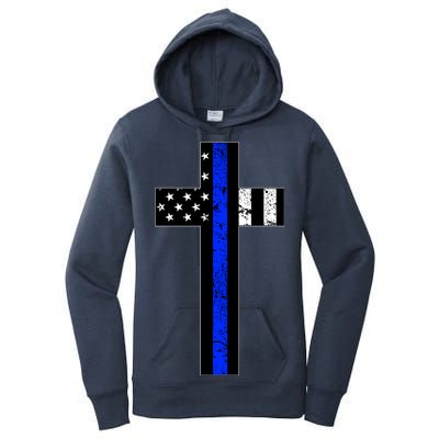 Thin Blue Line Cross Police Women's Pullover Hoodie