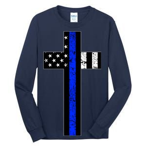 Thin Blue Line Cross Police Tall Long Sleeve T-Shirt