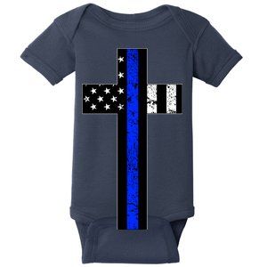 Thin Blue Line Cross Police Baby Bodysuit