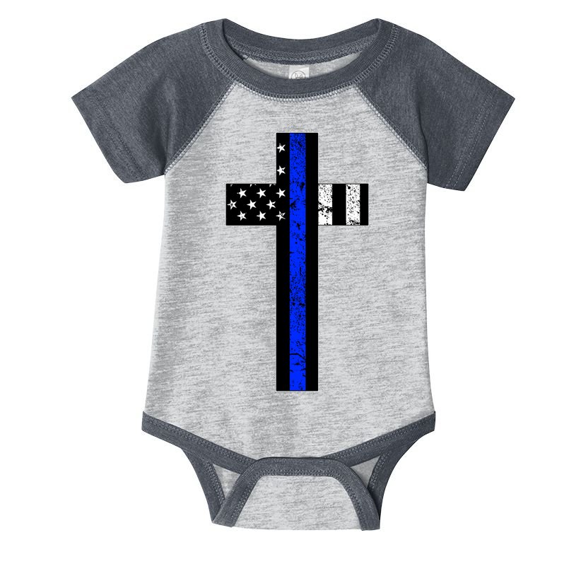 Thin Blue Line Cross Police Infant Baby Jersey Bodysuit