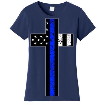 Thin Blue Line Cross Police Women's T-Shirt