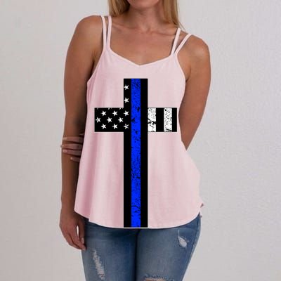 Thin Blue Line Cross Police Women's Strappy Tank