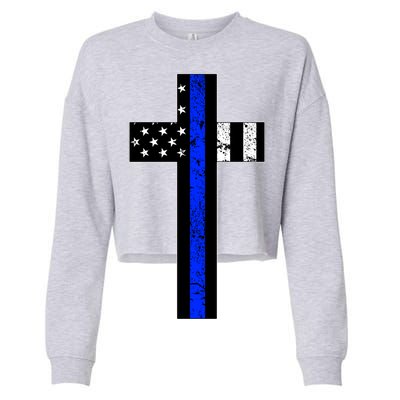 Thin Blue Line Cross Police Cropped Pullover Crew