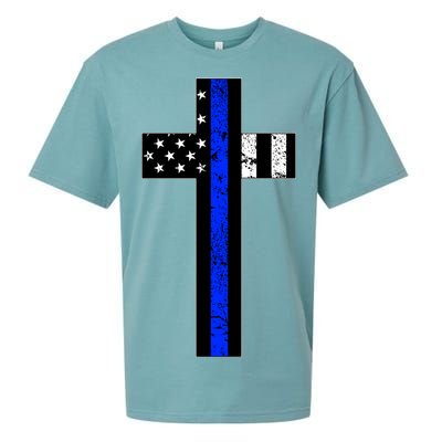 Thin Blue Line Cross Police Sueded Cloud Jersey T-Shirt