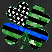 Thin Blue Line St Patrick's Day Irish Clover Garment-Dyed Heavyweight T-Shirt