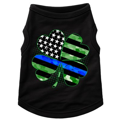 Thin Blue Line St Patrick's Day Irish Clover Doggie Tank