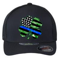 Thin Blue Line St Patrick's Day Irish Clover Flexfit Unipanel Trucker Cap