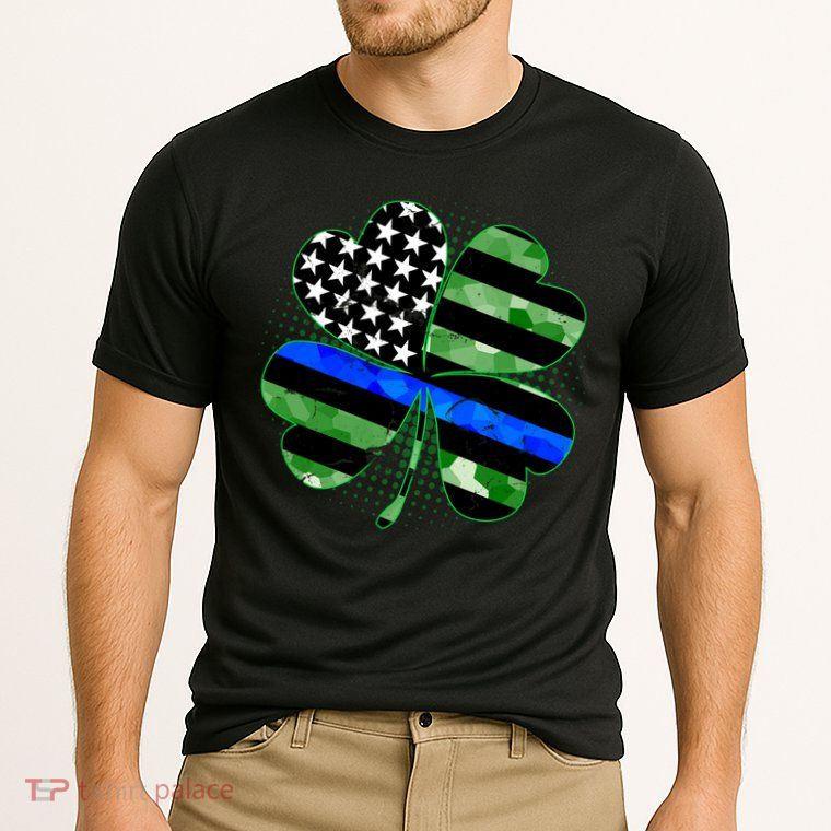 Thin Blue Line St Patrick's Day Irish Clover Performance Shirt