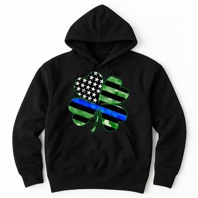 Thin Blue Line St Patrick's Day Irish Clover Hoodie