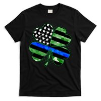 Thin Blue Line St Patrick's Day Irish Clover T-Shirt