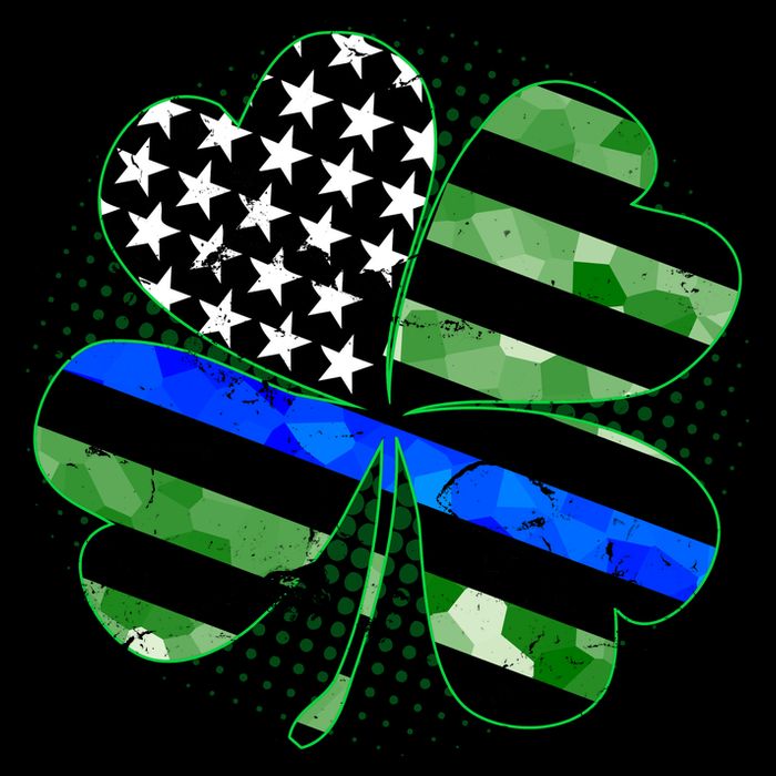 Thin Blue Line St Patrick's Day Irish Clover T-Shirt