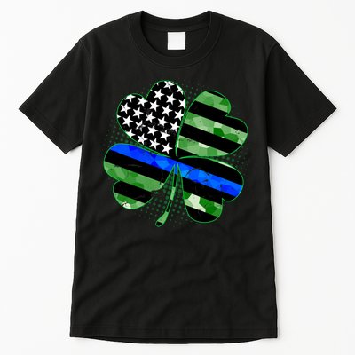 Thin Blue Line St Patrick's Day Irish Clover Tall T-Shirt
