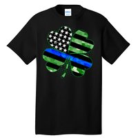 Thin Blue Line St Patrick's Day Irish Clover Tall T-Shirt