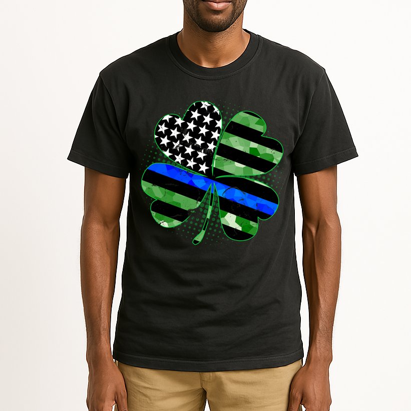 Thin Blue Line St Patrick's Day Irish Clover Tall T-Shirt