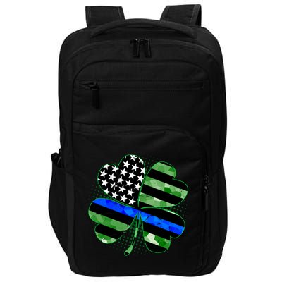 Thin Blue Line St Patrick's Day Irish Clover Impact Tech Backpack