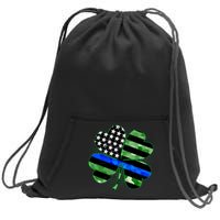 Thin Blue Line St Patrick's Day Irish Clover Sweatshirt Cinch Pack Bag