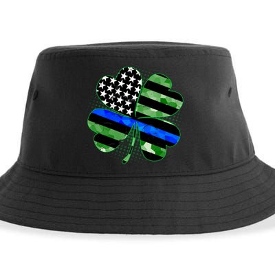 Thin Blue Line St Patrick's Day Irish Clover Sustainable Bucket Hat