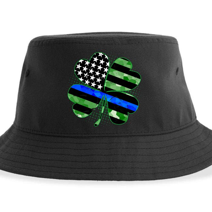 Thin Blue Line St Patrick's Day Irish Clover Sustainable Bucket Hat