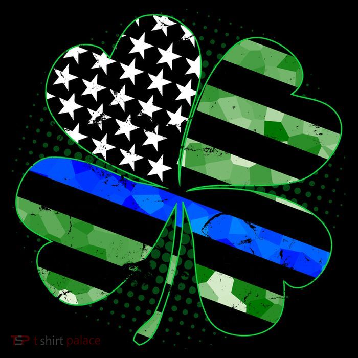 Thin Blue Line St Patrick's Day Irish Clover Button