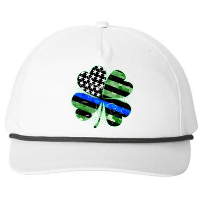 Thin Blue Line St Patrick's Day Irish Clover Snapback Five-Panel Rope Hat