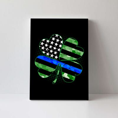 Thin Blue Line St Patrick's Day Irish Clover Canvas