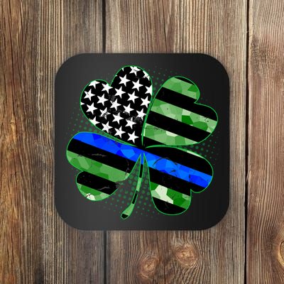 Thin Blue Line St Patrick's Day Irish Clover Coaster