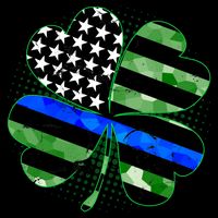 Thin Blue Line St Patrick's Day Irish Clover Drawstring Bag