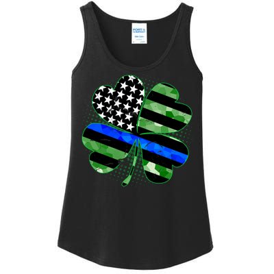 Thin Blue Line St Patrick's Day Irish Clover Ladies Essential Tank