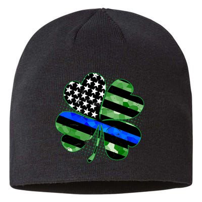 Thin Blue Line St Patrick's Day Irish Clover Sustainable Beanie