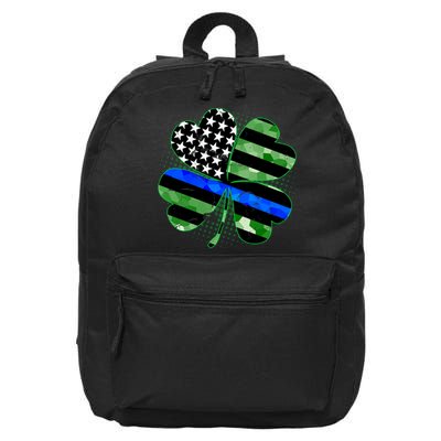Thin Blue Line St Patrick's Day Irish Clover 16 in Basic Backpack