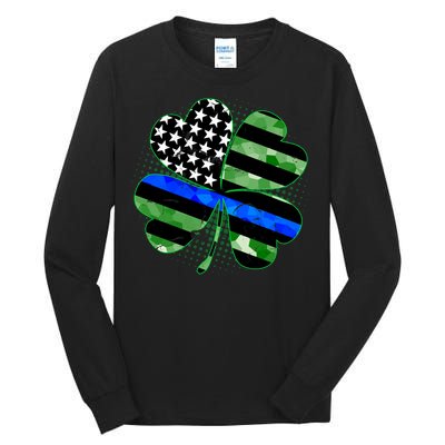 Thin Blue Line St Patrick's Day Irish Clover Tall Long Sleeve T-Shirt