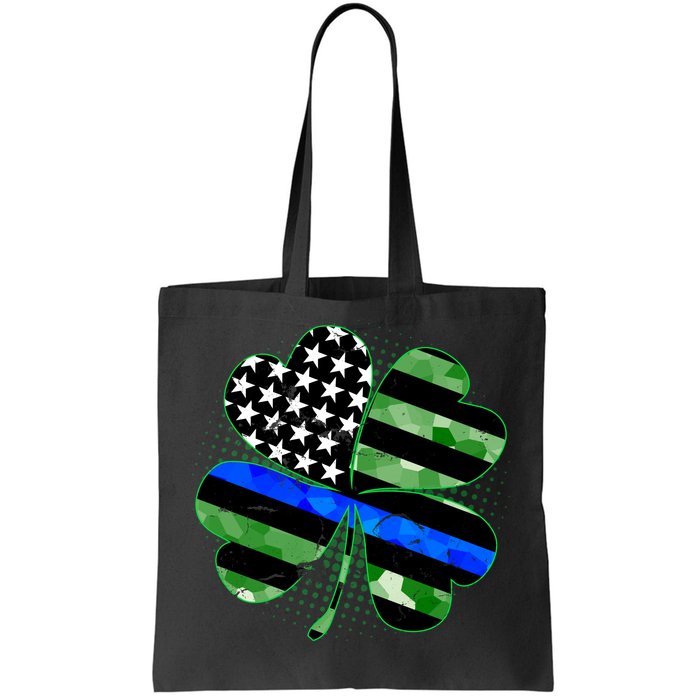 Thin Blue Line St Patrick's Day Irish Clover Tote Bag