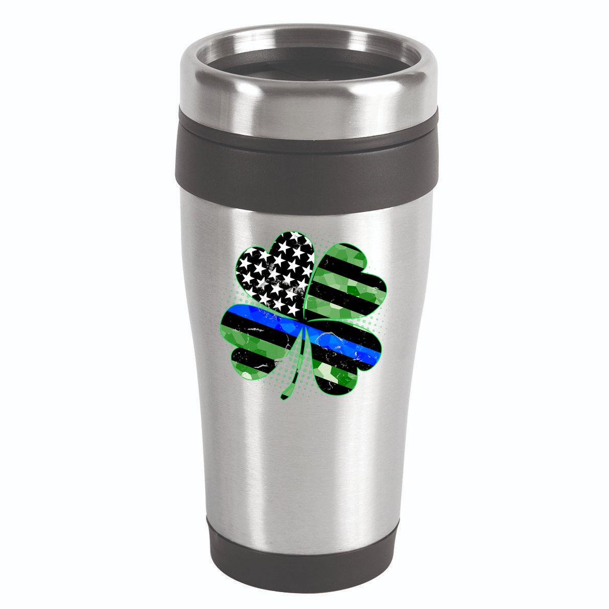 Thin Blue Line St Patrick's Day Irish Clover 16oz Travel Tumbler
